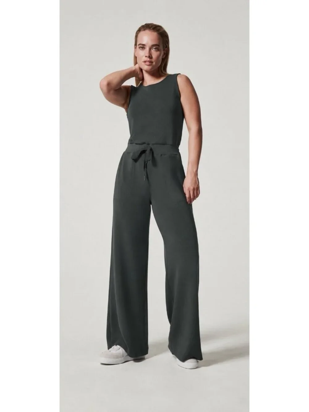 Spanx AirEssentials Sleeveless Soft Stretch Drawstring Jumpsuit In Gray
